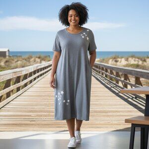 Bloom Chic Plus Size 22/24 Casual  Tee Shirt Dress Star Print Vacation NWT